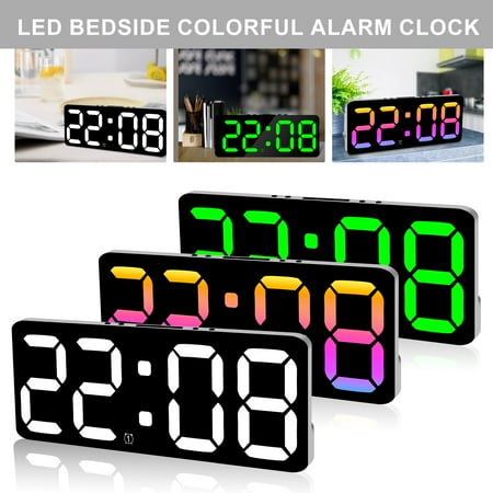 Threns Digital Alarm Clock Large LED Display Alarm Clock Snooze Bedside Alarm Clock 5 Level Brightness Dimmable Digital Clock,USB Charging