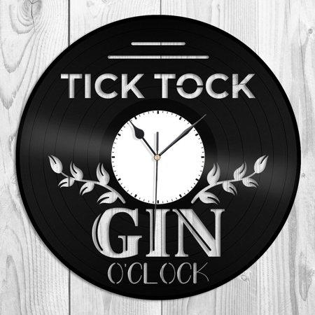 Tic Toc Gin O'clock Vinyl Wall Clock Souvenir Gift Home Living Room Decoration Vintage Design Office Bar Room Home Decor