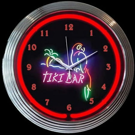 Tiki Bar Neon Clock