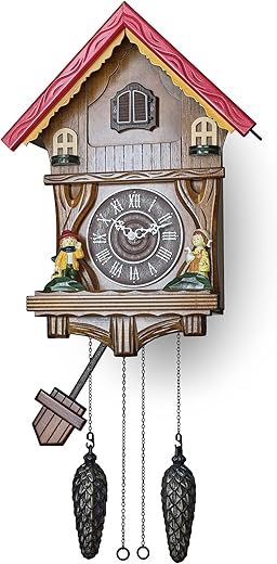 TIMEGEAR Cuckoo Clock with Night Mode and Quartz Movement in Traditional German Style