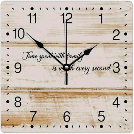 Time Spent With Family Is Worth Every Second Pvc Wall Clock Quote Saying Numeral Clocks 12In Silent Non-Ticking Abstract Wall Clock Decorative For Home Office Kitchen Classroom School