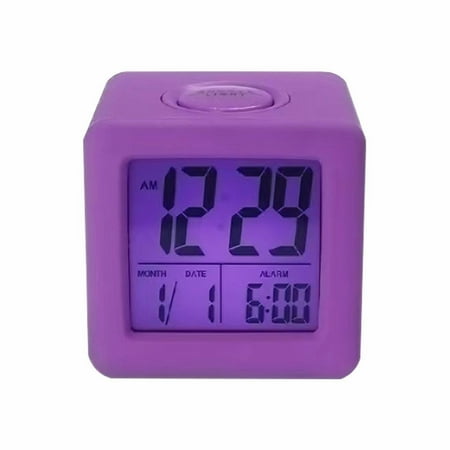 TINGJA Home Clock Clock Silicone Clock LCD Digital Clock Anti Slip Student Small Alarm Clock With Night Light Small Square Clock Large Digital Seat Clock