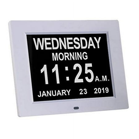 TMC [Newest Version] Digital Calendar Day Clock -Extra Large Impaired Vision Memory LossÂ Clock with 12 Alarm Options for Seniors, Elderly, Dementia, Alzheimer (8-inch,White)