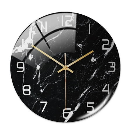 Topumt Decorative Marble Stone Print Round Wall Clock, Silent Battery Operated Quartz Analog Quiet Desk Clock for Home,Office,School,Kitchen