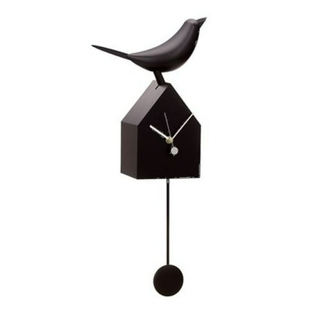 Torre & Tagus Motion Birdhouse Clock With Removable Pendulum Black, Metal