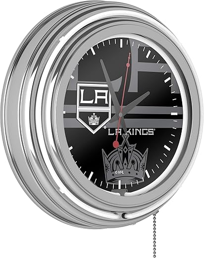 Trademark Gameroom NHL Chrome Double Rung Neon Clock - Watermark - Los Angeles Kings