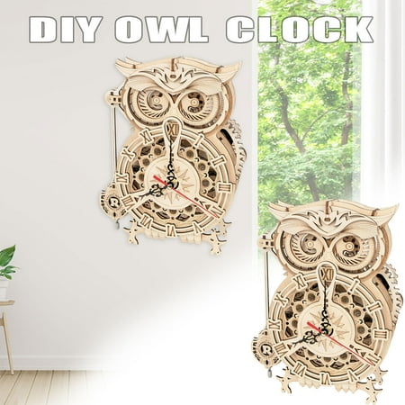 Travel Alarm Clock Home Decor Living Room Silent Mantel Clock Wooden 3D Puzzle Model Educational Toy Diy Owl Clock Is Very Difficult For Adult