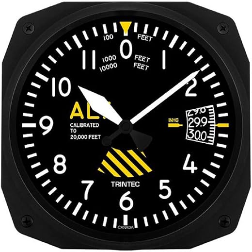 Trintec 30 th Anniversary 10 Aviation Altimeter Instrument Style Wall Clock 3060-10-SE