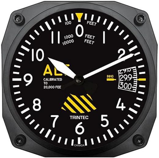 Trintec 30 th Anniversary 6.5" Aviation Altimeter Instrument Style Wall Clock 3060SE