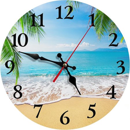 Tropical Palm Wall Clock - Beach Themed, Battery-Operated Home Decor for Living Room, Kitchen & Bedroom