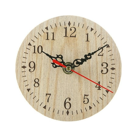 Ttybhh Wall Clock Clearance! Clock Promotion Sale, Clock Vintage Rustic Wooden Wall Clock Antique Shabby Retro Home Kitchen Room Decor, Small Wooden Clock, include 1X Wooden Small Clock