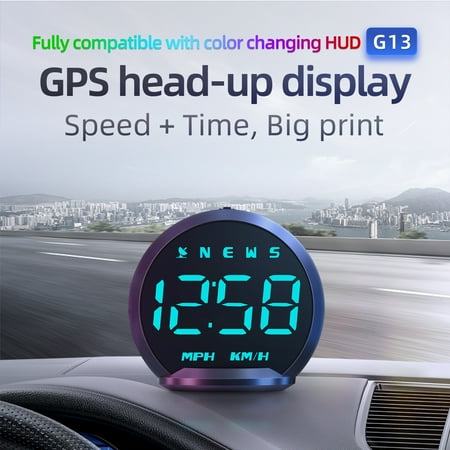 tumgatte Car Mounted GPS Head Up Display,Car HUD Universal Tachometer,Digital Clock,High-definition Head Up Display Flash Deals,Clearance,Summer Savings Alarm Clocks for Bedrooms,Digital Clock