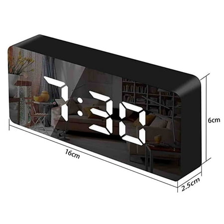 TWCTUWEN 2024 Large Countdown Clock Digital Alarm Clocks LED Mirror Electronic Clock Snooze Mode Auto Adjust Brightn Drum Sieve Cooking Water Crock Stand