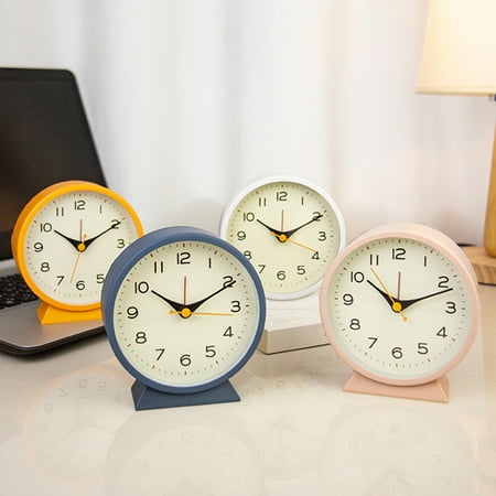 UDIYO Analog Clock, Alarm Clock Battery Operated, Silent Non Ticking Desk Clocks for Kids Student, Clock for Bedroom with Night Light Function, Simple Stylish Design, Vintage Clock