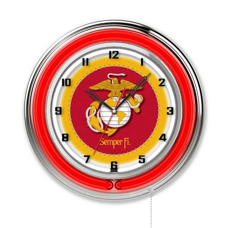 United States Marine Corps (Red/Yellow) 19 Double Neon Wall Clock