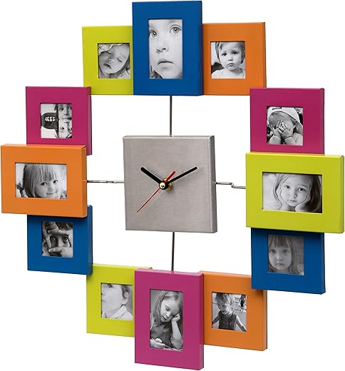 Unity Wall Clock, 12 Photo Frame Dial, Multi-Colour, 39cm / 15-inch