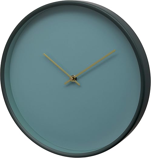 Unity Wall Clock, Bristol Contemporary, Silent Sweep, Teal Green, 12-inch / 30cm