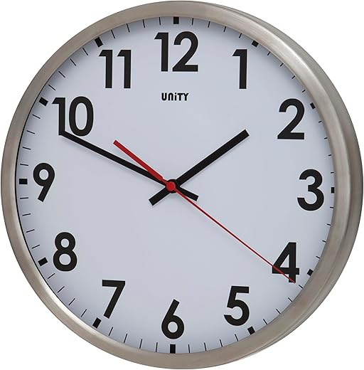 Unity Wall Clock, Gairn, Silent Sweep, White, 30 cm / 12-Inch