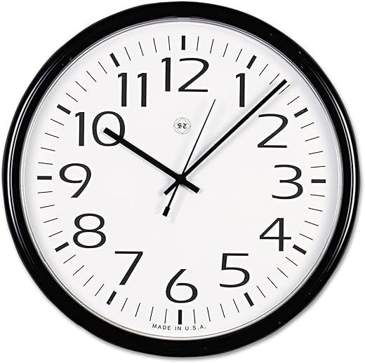 Universal 11641 Round Wall Clock, Black, 12-Inch