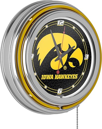 University of Iowa Neon Clock - 14 inch Diameter