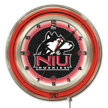 University of Northern Illinois 19 Double Neon Wall Clock