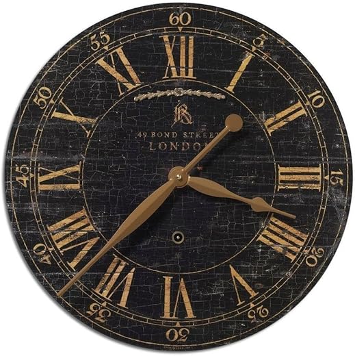 Uttermost 6029 Bond Street - 18 inch Wall Clock - 18 inches Wide by 2 inches deep