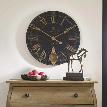 Uttermost Bond Street 30 MDF Brass and Aluminum Wall Clock in Black