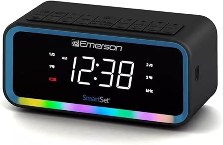 VcJta AM/FM Dual Alarm Clock Radio USB-C White LED Multi-Color Decor Home Office Bedroom, 5.7*2.6 in, E176436749828