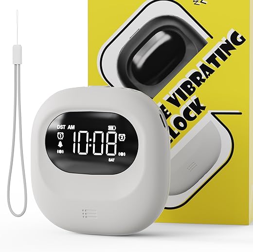 Vibrating Alarm Clock for Heavy Sleepers Adults Kids, Rechargeable Battery Powered Bed Shaker Under Pillow for Hearing Impaired/Deaf, Loud Dual Alarms for Bedrooms Travel, Portable Digital Clock, DST