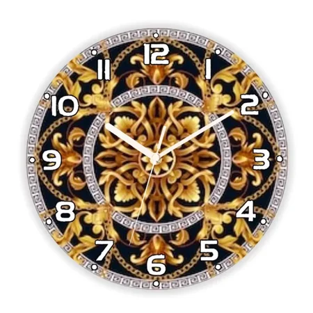 Vintage Black Gold Baroque Damask Rococo Wall Clock Living Room Luxury Kitchen Bedroom Floral Ornate Large Watch Home r