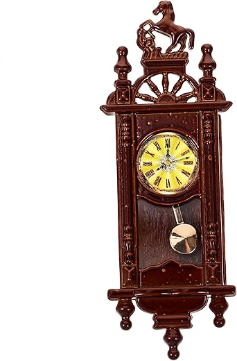 Vintage Decor Dollhouse Clock 1:12 Scale Miniature Model Wall Clock Grandfather Clock Wooden Vintage Doll House Clock Living Room Simulated Dollhouse Furniture for Kids Kids