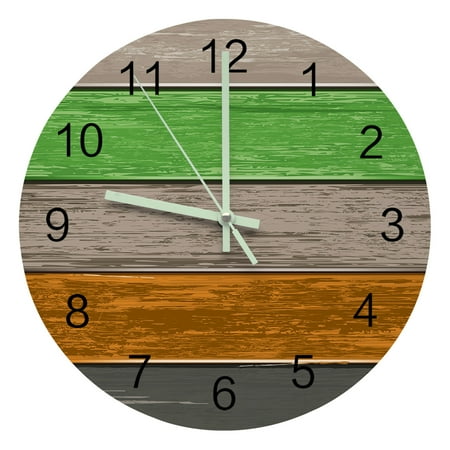 Vintage Farm Barn Wood Green Large Round Luminous Needles Clock Wall r Room Hanging Ornaments ration Silent Wall Clock