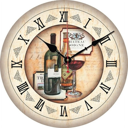 Vintage Grape Red Wine Custom Clock Round Digital Wall Clock Large Silent Clock Family Lovers Friends Gifts Wall Home Decorative