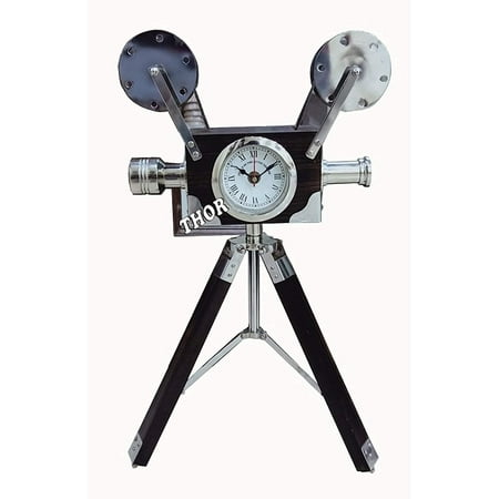 Vintage Marine Camera Model Wooden Table Tripod Clock for Gift Table Office & Home Decor