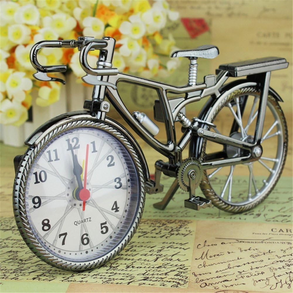 Vintage Mini Motorcycle/Bicycle Model Alarm Clock Battery Powered Desk Shelf Clock Creative (Bicycle Model)