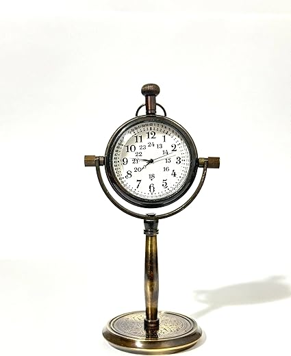 Vintage Nautical Brass Table Clock with Compass-Antique Victorian Style Desktop Watch,Perfect for Men - Elegant Desk Shelf Decor Premium Quality Gifts for Your Loving Ones Engraved