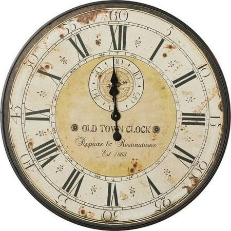 Vintage Oversized Distressed Metal Wall Clock