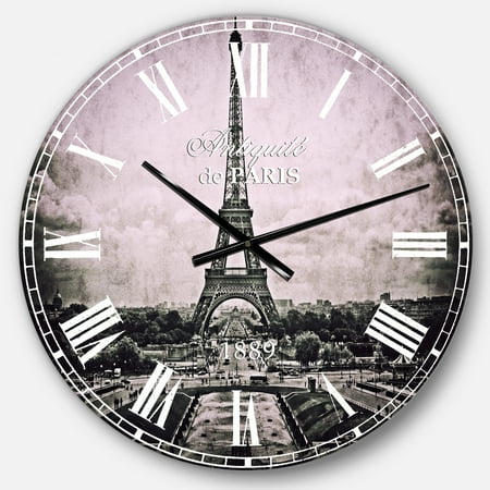 Vintage View of Paris France' Vintage Oversized Metal Clock