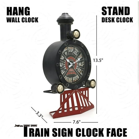 Vintage Wall Clock Train Gifts For Men Metal Steam Engine Steampunk Wall De