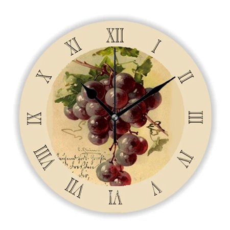 Vintage Wine Barrel and Glasses Grapes Wall Clock for Kitchen Dining Room Bar Tavern Large Wall Watch Winery Drunkery Home Decor