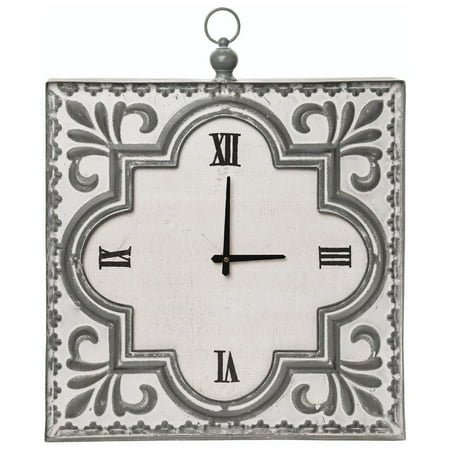 VIP Metal 23.62 in. White Square Wall Clock