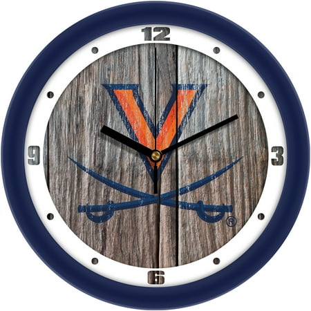 Virginia Cavaliers 11.5'' Suntime Premium Glass Face Weathered Wood Wall Clock