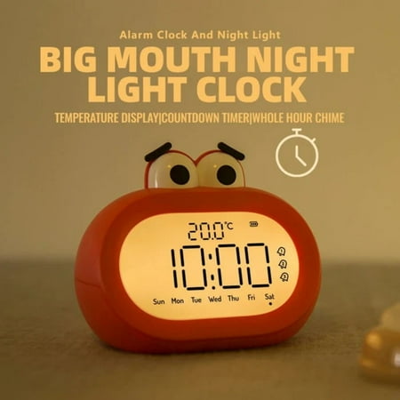 Vxdvou LED Digital Big Mouth Alarm Clock - Alarms, Large Display, Sleep Function, Fun Desk Clock for Bedrooms, Offices