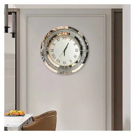 Wall-mounted Decorative Electronic Clock Fashion Simple Glass Wall Clock Light Luxury Creative Clock Living Room ,Easy to Read Numerals