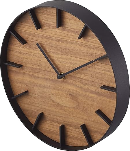 Wall Clock - Modern Wood Home Decoration Steel + Wood One Size Walnut