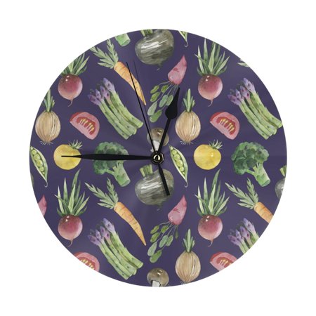 Wall Clock 10 Inch Silent Non-Ticking Modern Clocks Battery Operated - Asparagus vegetable Print Wall Clock Decorative for Living Room Bedroom Kitchen Office Classroom