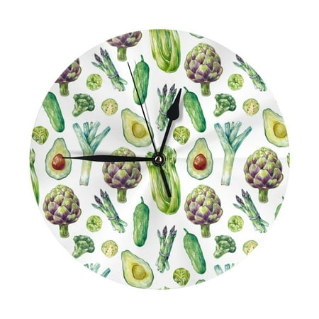 Wall Clock 10 Inch Silent Non-Ticking Modern Clocks Battery Operated - vegetable Asparagus Wall Clock Decorative for Living Room Bedroom Kitchen Office Classroom