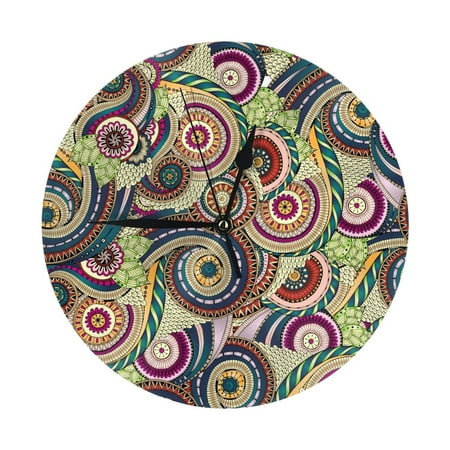 Wall Clock 10 Inch Silent Non-Ticking Modern Clocks Battery Operated - Colorful Mandala Spiral Pattern Wall Clock Decorative for Living Room Bedroom Kitchen Office Classroom