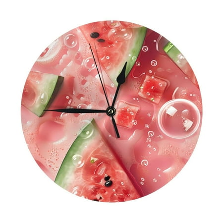 Wall Clock 10 Inch Silent Non-Ticking Modern Clocks Battery Operated - Refreshing Watermelon Slices Wall Clock Decorative for Living Room Bedroom Kitchen Office Classroom