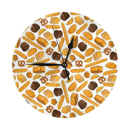 Wall Clock 10 Inch Silent Non-Ticking Modern Clocks Battery Operated - coffee bun hot dog Wall Clock Decorative for Living Room Bedroom Kitchen Office Classroom